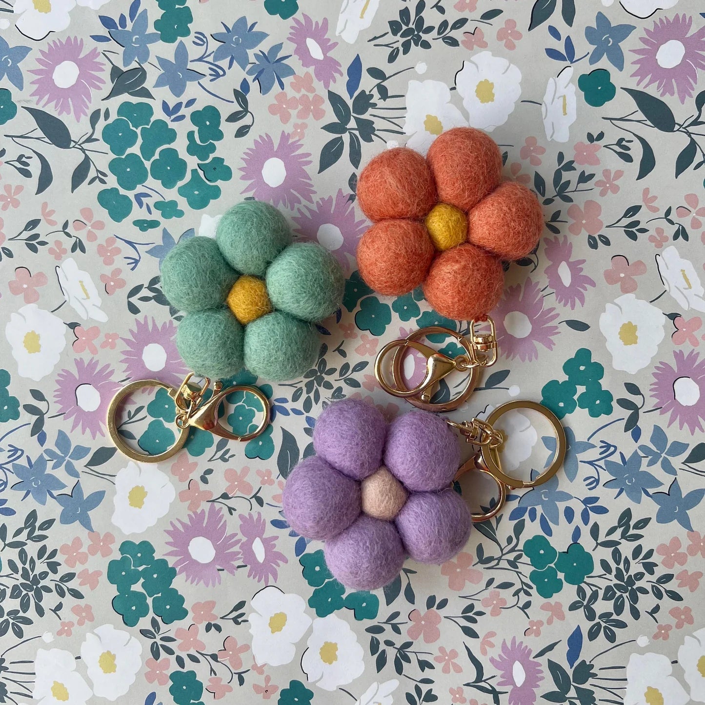 Felt Flower Keychain