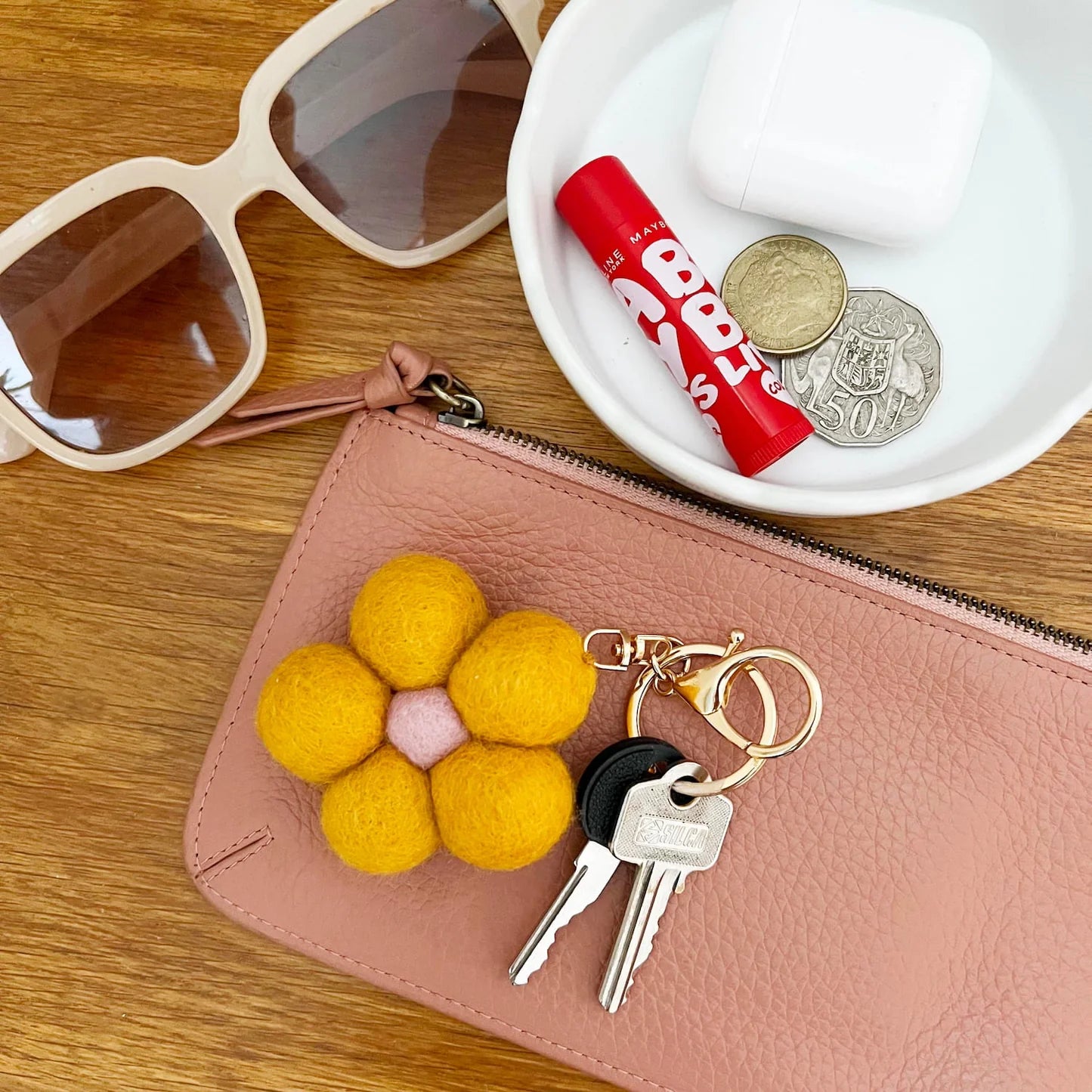 Felt Flower Keychain