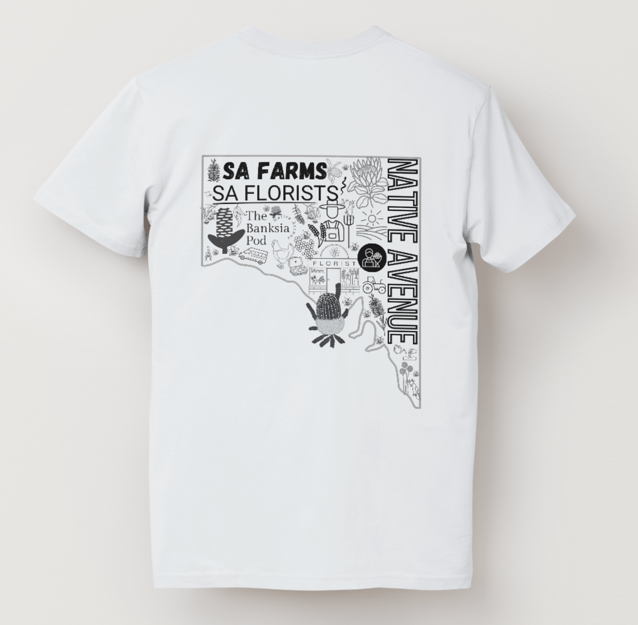 Native Ave Map T Shirt - White